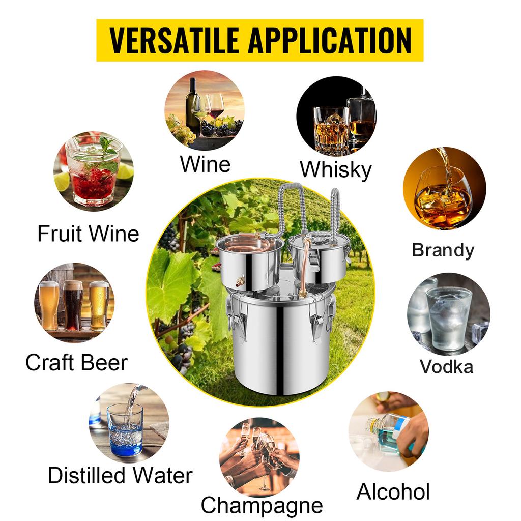 30L Alcohol Brewing Distiller DIY Moonshine Apparatus Stainless Steel Still Whisky Beer Brandy Home Appliance