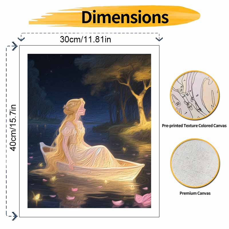 Disney Princess Boat Night River Oil Painting Hand Painting Coloring Painting Handmade Diy Home Decoration Gift