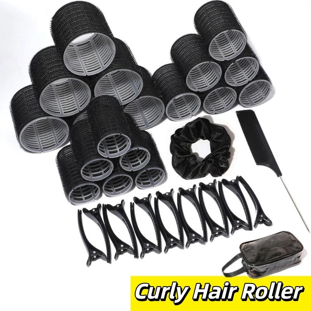 35Pcs 3 Sizes Rollers Curly Hair Roller Black Hair Curlers for Women  Hair Styling Tool