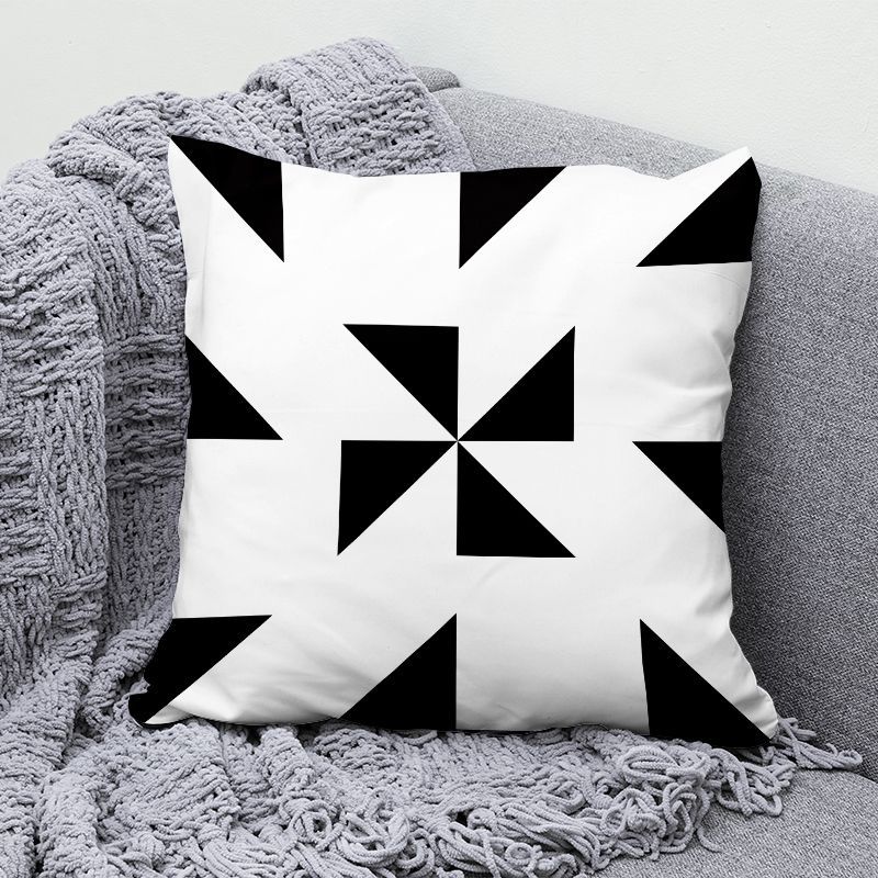 Simple Modern Black and White Geometric Pillow Cushion Living Room Sofa Pillow Back Super Pillow Case