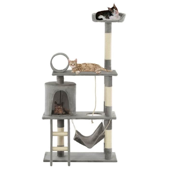 VidaXL Arbre à chat avec griffoirs en sisal 140 cm Gris