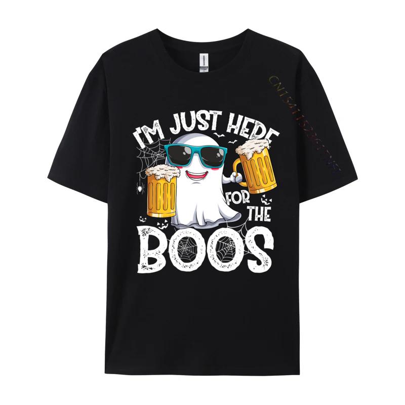 I Im Just Here For The Boos Funny Halloween Ghost Personalized Autumn Pure Cotton Tops & Tees Crazy T Shirts
