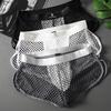 Men's Summer Sexy Fishing Net Hollowed-out Mesh Antibacterial Crotch Elastic Breathable Briefs