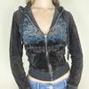 Y2K Aesthetic Vintage Slim Sweatshirts Embroidery Graphic Pattern Zip Up Hoodies 2000s Retro Grunge Jacket Autumn Coat
