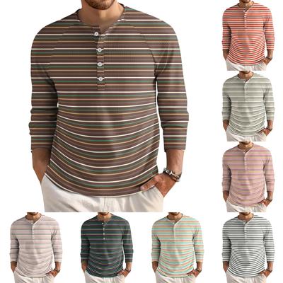 Herren Locker Lässig Button-Down Kragen Langarm Oberteil