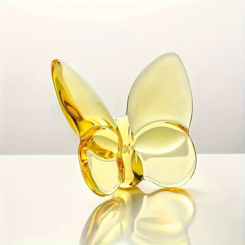1pc, Elegant Crystal Glass Butterfly Desktop Decor, Home Office Desk Ornament, Bookcase, Living Room Gift For Wedding And Party