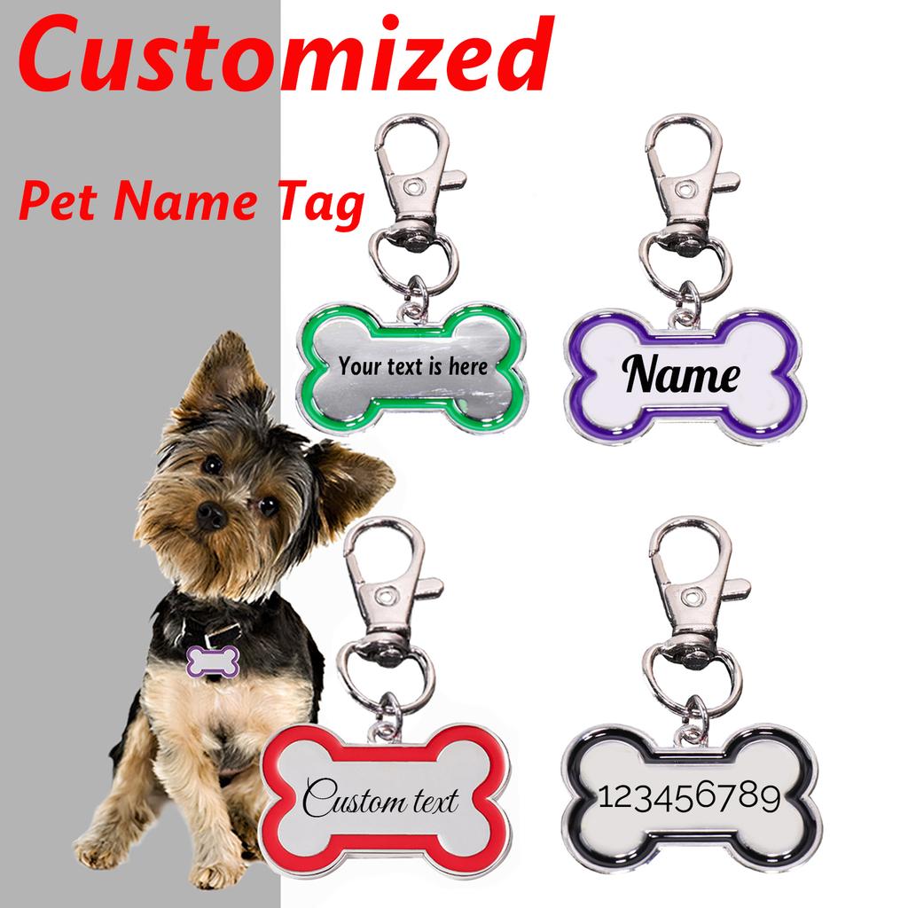 Personalized Custom Name Dog Tag Bone Shape Laser Engraving Text Pets Tag Anti-lost Pendant Number Customized Text Dog Tags