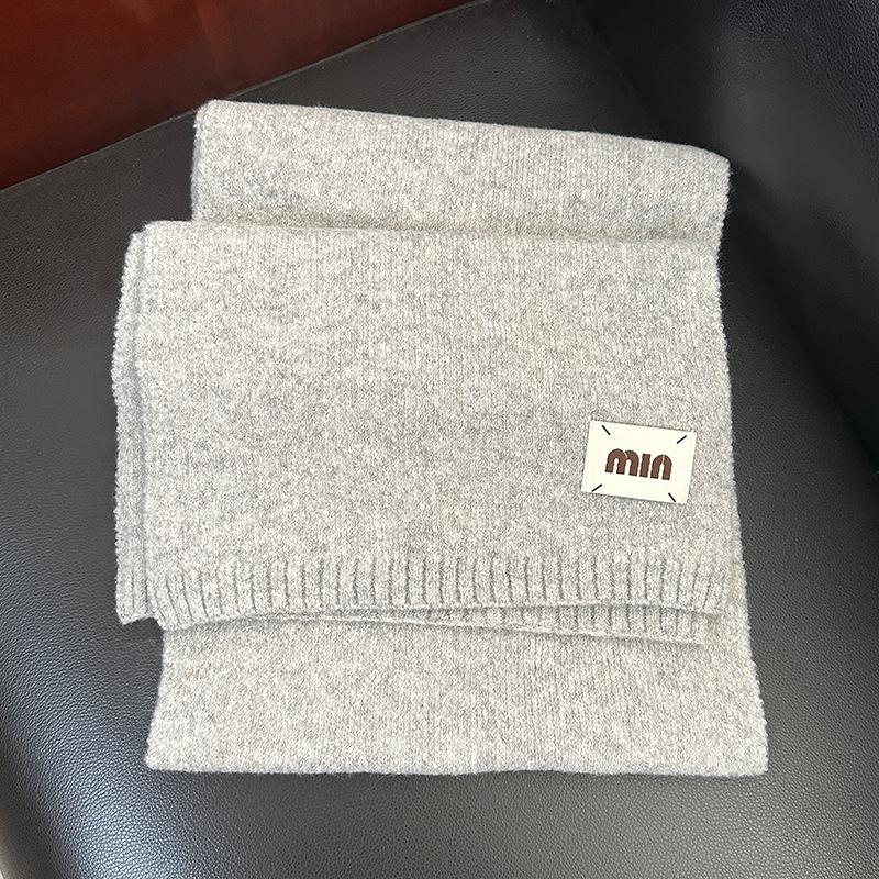 190G Wool Solid Color Knitted Scarf Female Students Autumn And Winter Warm Simple Fluffy Versatile Shawl