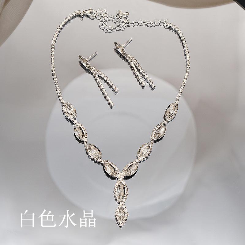 Luksusowy kryształowy diamentowy naszyjnik kolczyki dwuczęściowy zestaw Party Dress kobiety akcesoria naszyjnikowe biżuteria
