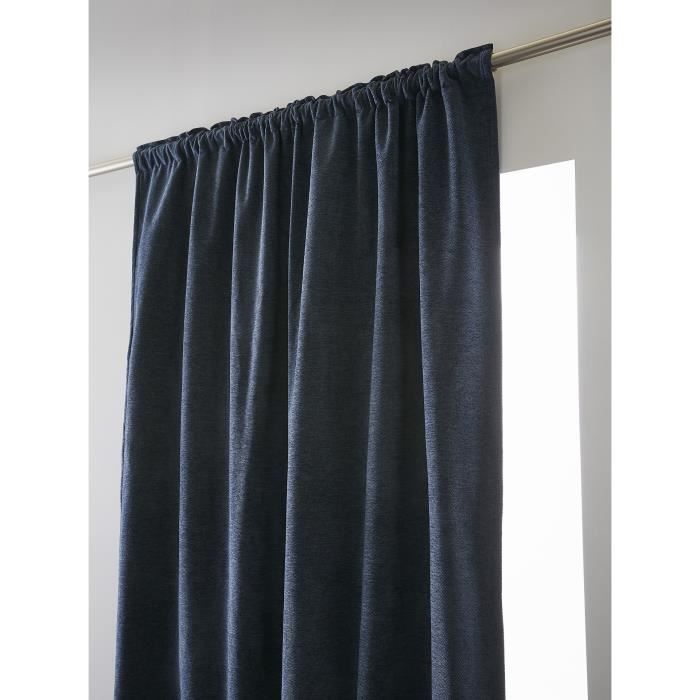 Rideau Occultant - Bjornn - 140 X 260 Cm - Doublure Polaire - Bleu Nuit - Galon Fronceur