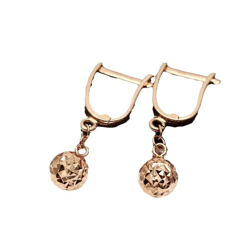 Exquisite Russian Purple Gold Fashion Classic Generous Ball Earrings Rose Gold Plated Color Gold Car Flower Ball Earrings