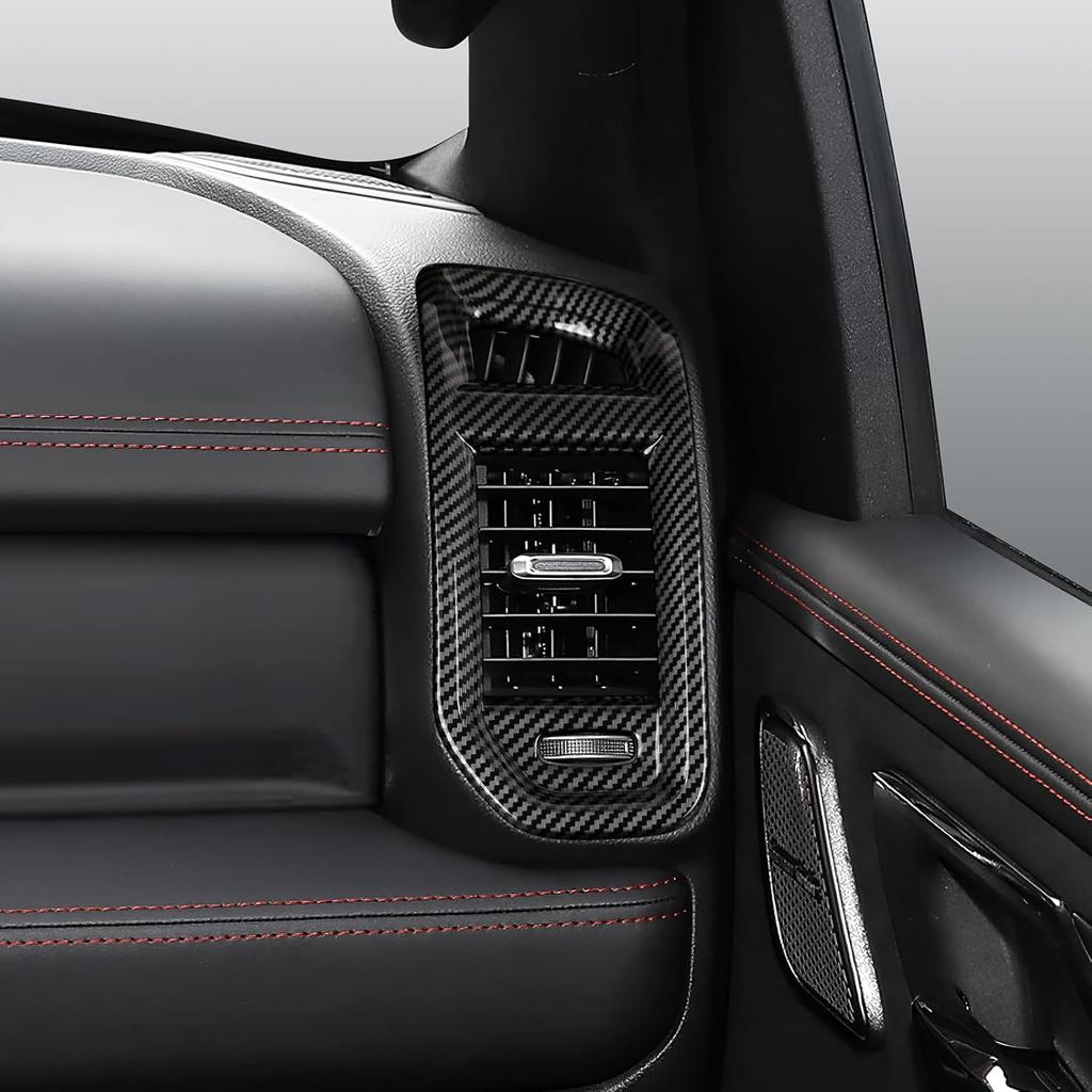 Car Air Vent Outlet Decals For -2025 Dodge Ram 1500 2500 3500 Accessories Carbon Fiber Stickers, Black