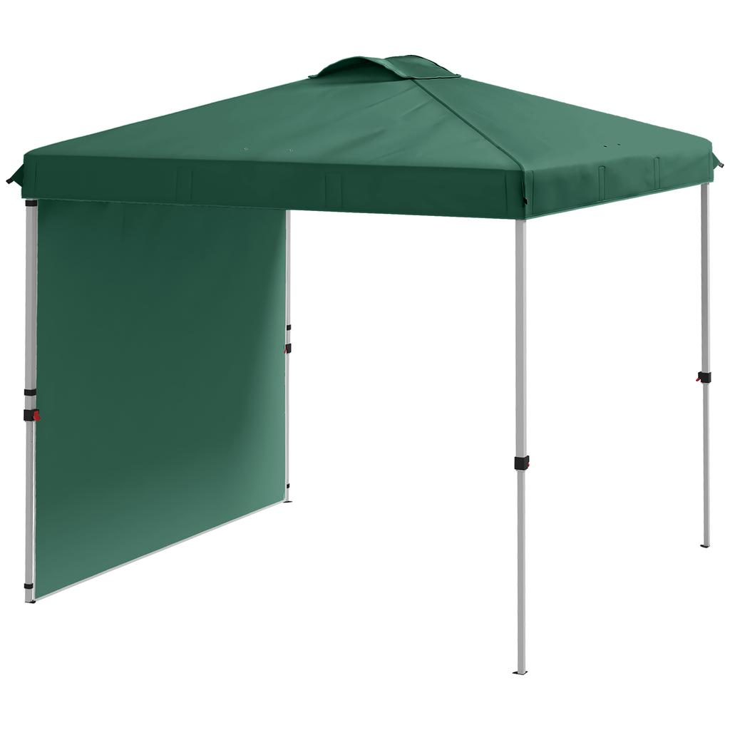 Folding Garden Tent of 2.5x2.5 M with Adjustable Height Anti-UV with 1 Side Wall and Sand Bags Green