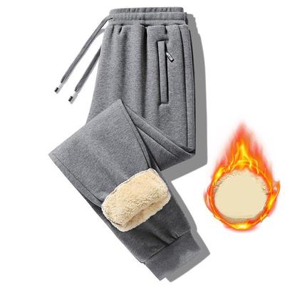 Pantaloni in pile di agnello da uomo, invernali con pile aggiunto e pantaloni lunghi spessi, pantaloni della tuta sportiva autunnali e invernali