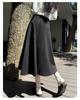 2025 New College Style Black A-Line Wool Skirt - Autumn/Winter Pear-Shaped Exclusive