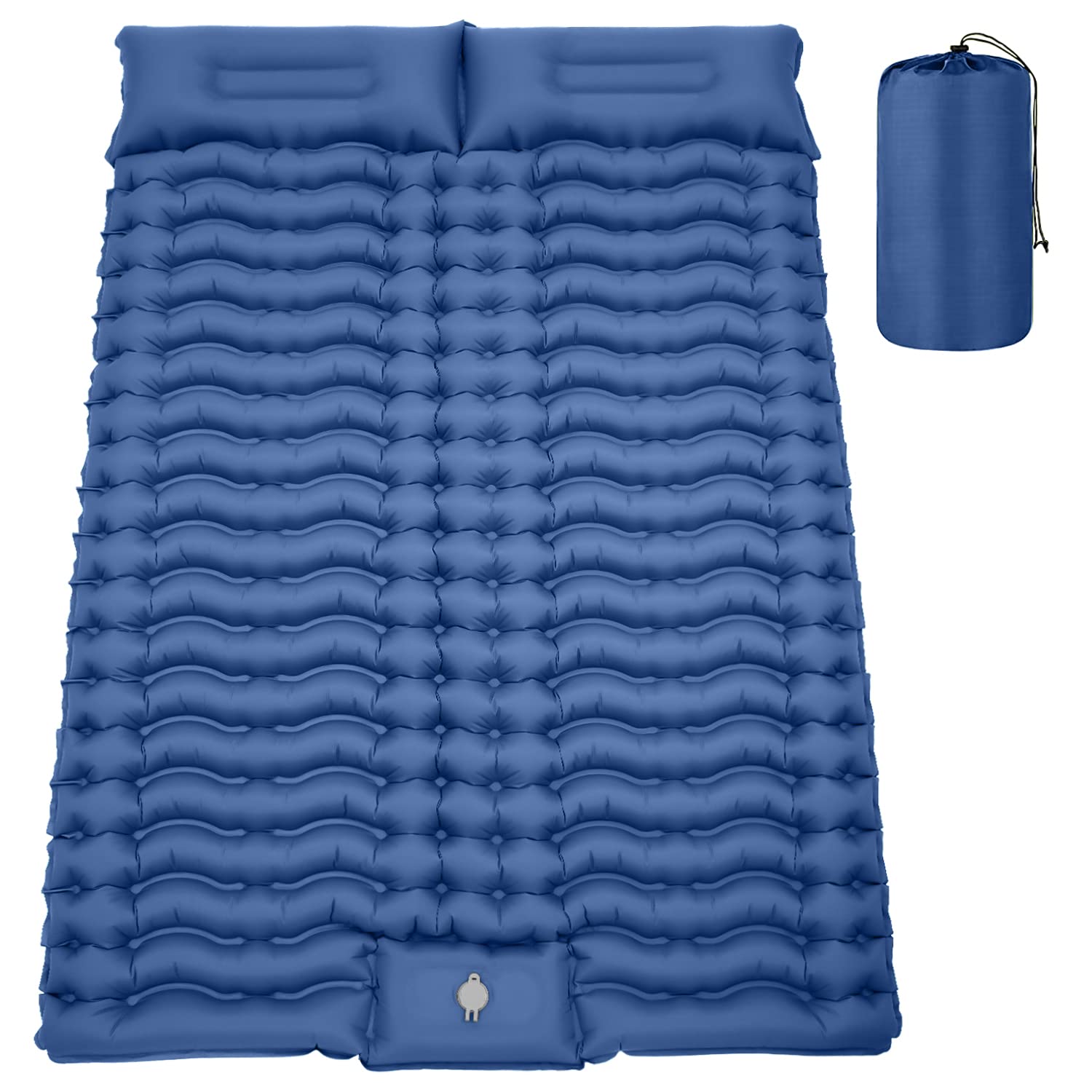 

Double Sleeping Pad Self Inflating Camping Mat with Pillow Built-in Foot Pump For Hiking Portable Waterproof Camping Pad синій
