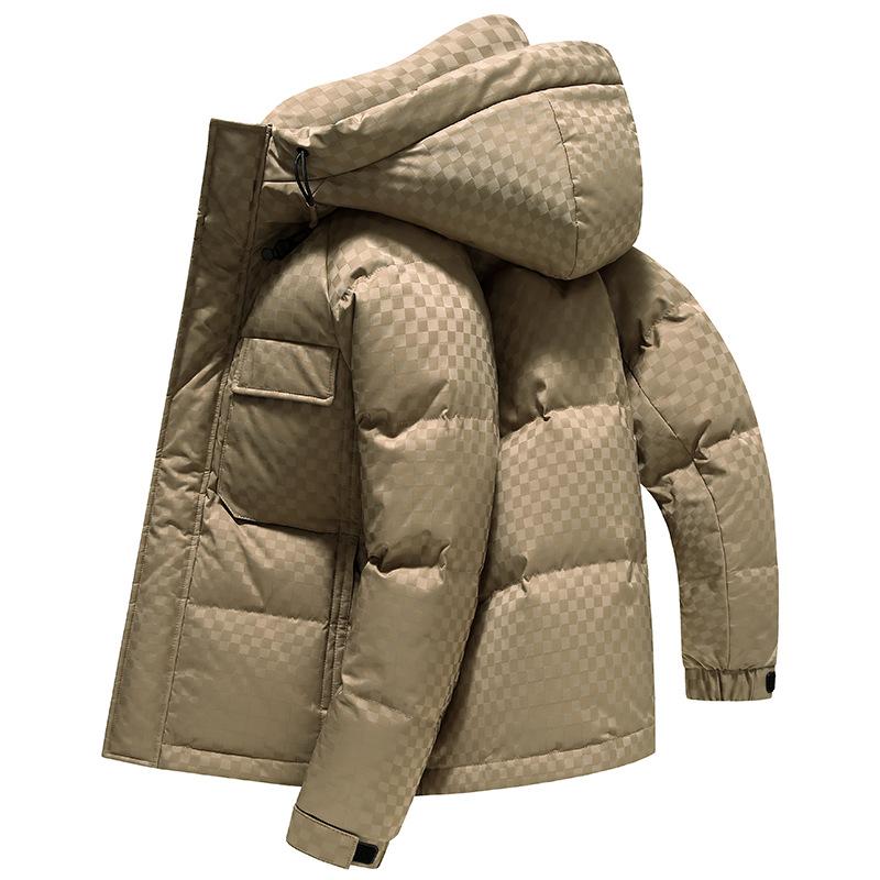 Новая осенне-зимняя куртка-пуховик мужская короткая с принтом модная куртка-пуховик — фото 3