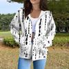 Sudadera con capucha para mujer, informal, de manga larga, con cremallera, estampado de lunares y rayas, ligera, para uso interior y exterior