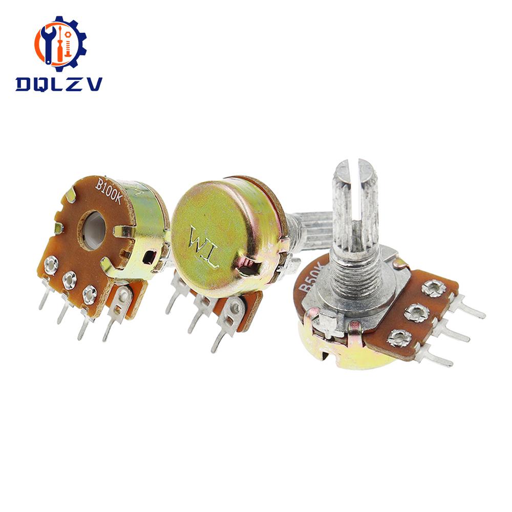 5PCS 15MM 20MM Potentiometer Resistance WH148 3Pin 1K 2K 5K 10K 20K 100K 500K 1M Ohm Linear Taper Rotary Potentiometer Resistor