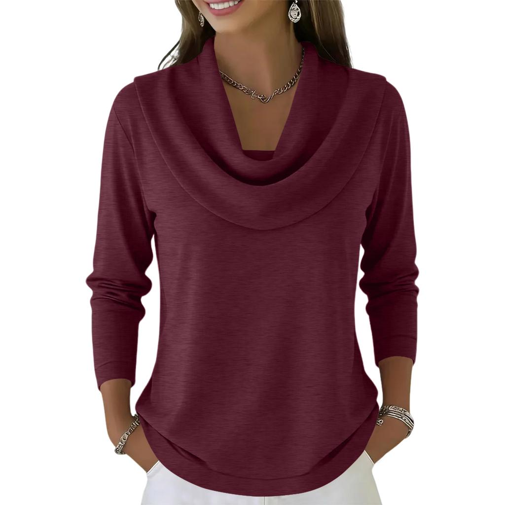 Women's Casual And Fashionable Round Neck Long Sleeved  Solid Color Top Sweater