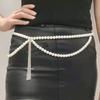 Simple wavy temperament body chain sexy dress multi-layer pearl fringed waist chain women