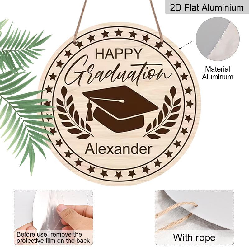 2D Flat Aluminum Graduation-Themed Wall Decor Commemorative Gift 7.87 Inches X 7.87 Inches Suitable for Cafes, Offices, Front Doors, Porches, and