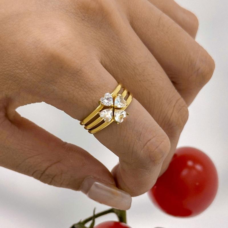 3pcs/Set Elegant 18K Gold Color Adjustable Size Threaded Ring Accessory Stylish Finger Accessories for Fashionistas