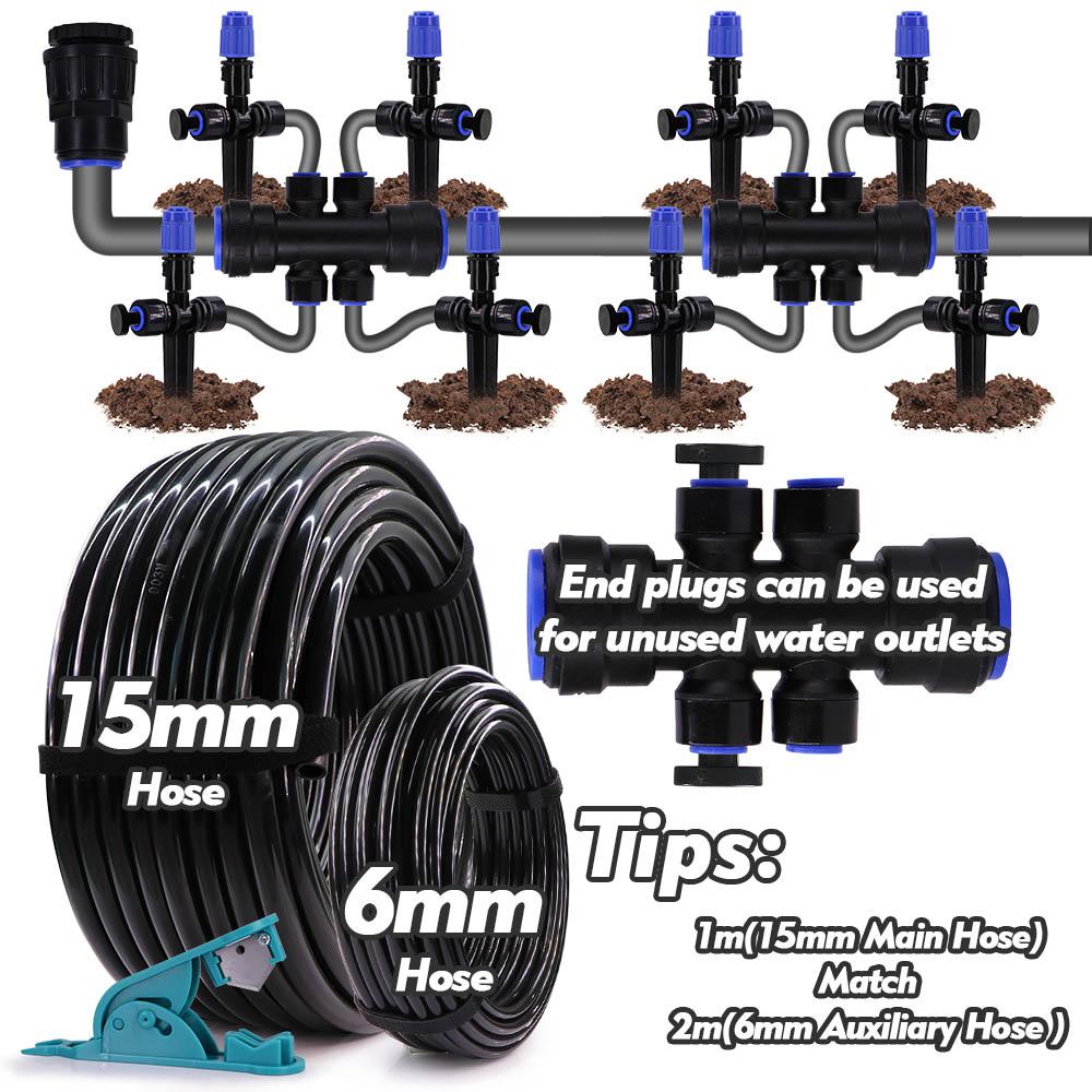 1/2" OD-15mm PE Hose Irrigation Water Tube 15 To 6mm Quick Connect Joint Tee Taps Ball Valve Adapter Garden Micro Drip Fittings