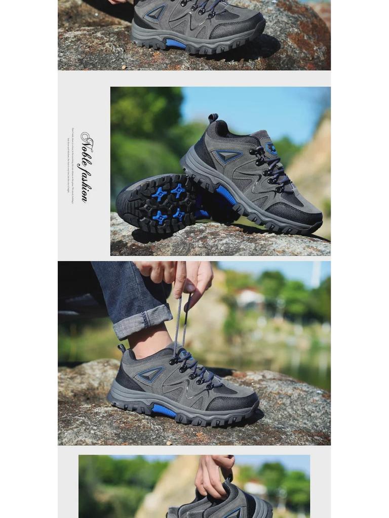 2021 Spring/Autumn Men's Low-Top Outdoor Hiking Shoes - Large Size Lace-Up for Off-Road Travel.