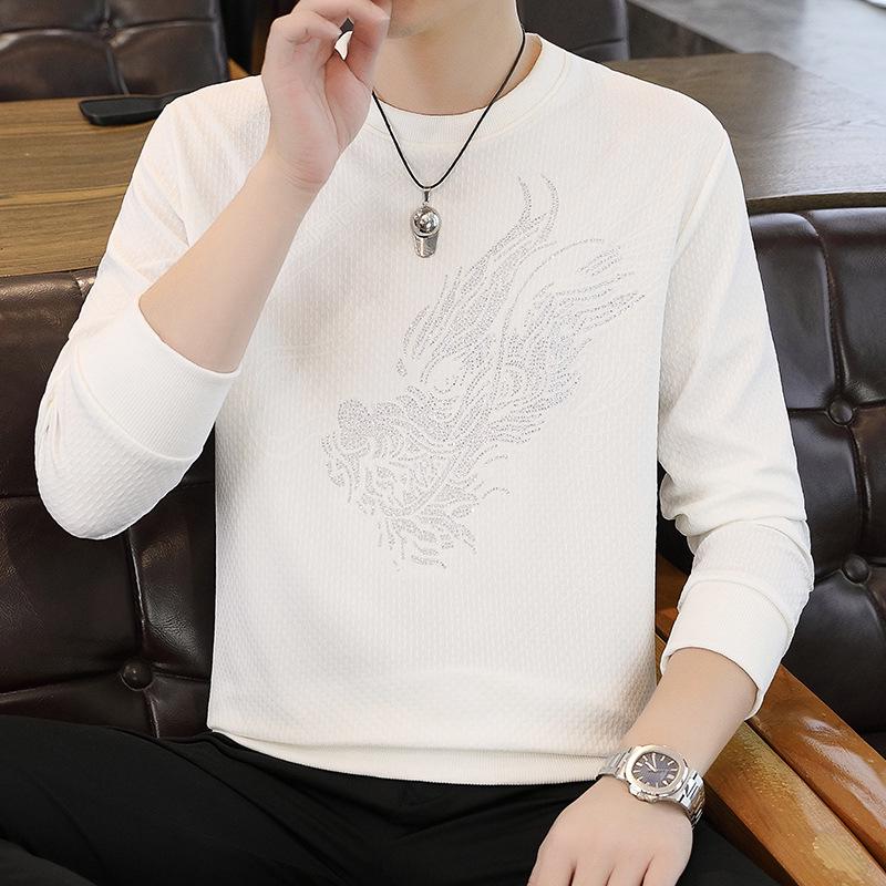 Męska modna koszulka z długim rękawem i okrągłym dekoltem - Kolekcja Jesień 2025