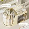Rotating Pen Organizer with 2 Drawers Stationery Accessories Storage Box Multi-Functional Desk