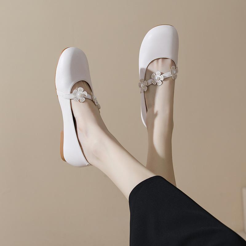 Mary Jane Shoes Women's Doudou Shoes Gentle Soft-soled Flat-soled Single Shoes Flowers Pregnant Women Driving