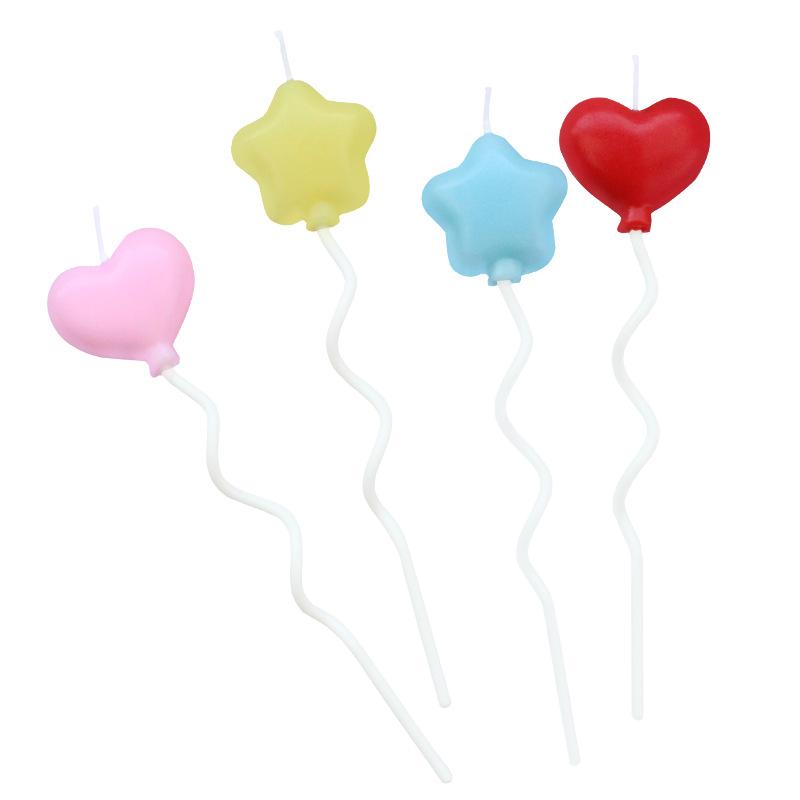 Single Candle Children's Cute Birthday Party Colorful Cartoon Balloon Five-pointed Star Love Cake Candle