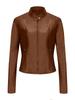 European and American locomotive leather jacket spring and autumn women's clothing washed leather women's leather jacket short slim leather jacket