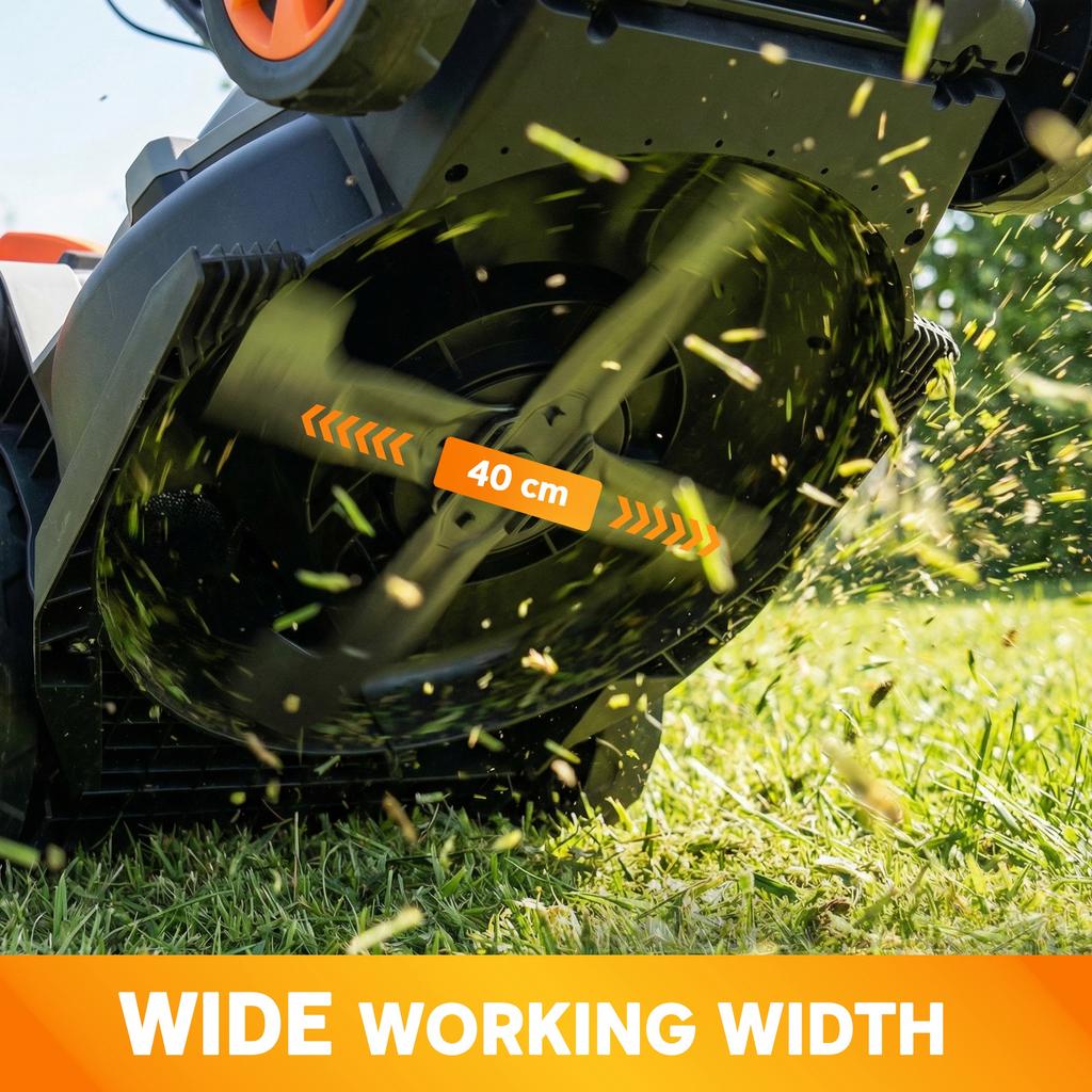 1800W Electric Lawnmower Corded, 40cm Cutting Width, Light Grey