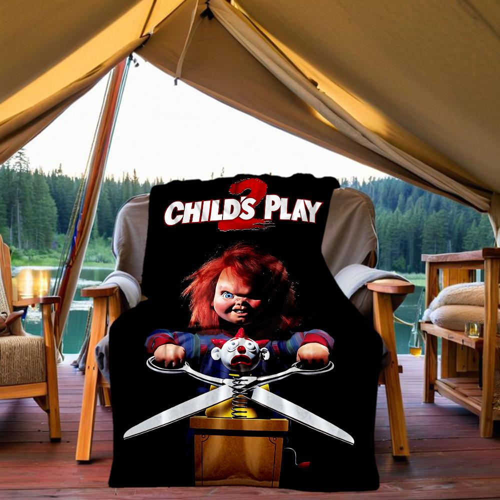 1pc Chucky Outdoor Blanket Lightweight Flannel, Soft & Warm, All Season Use for Sofa, Outdoor, Camping, Living Room, Office, Chair