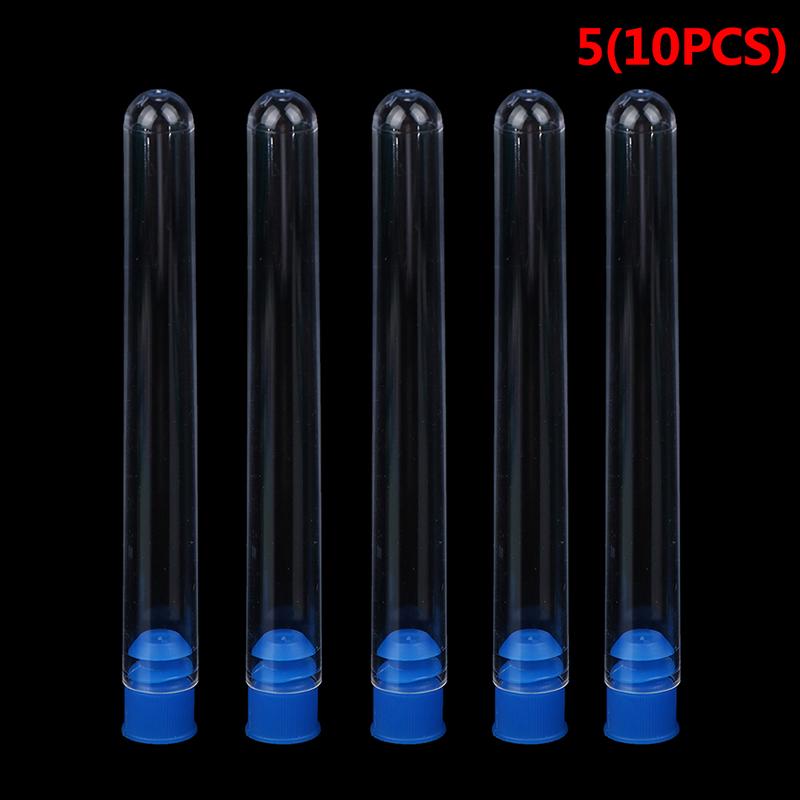 10Pcs Plastic Test Tubes Vials With Caps & Pipe Rack Holder Stand 40/50 Holes