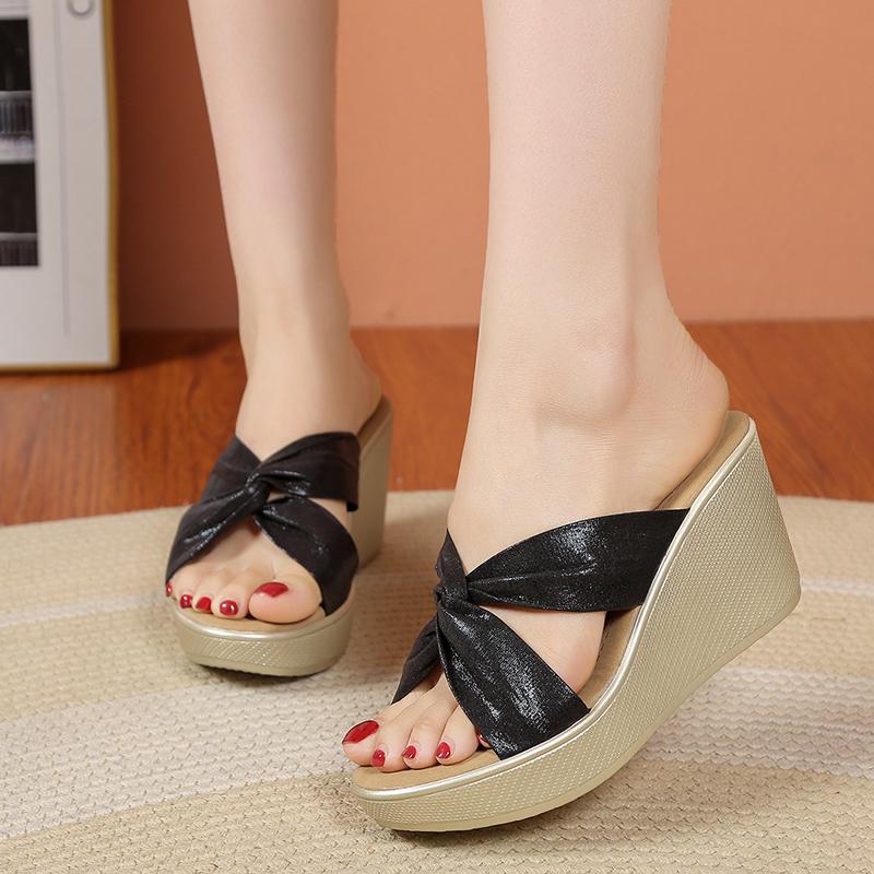 Fashion Women Slippers High Quality Summer Sandals New 2025 High Heels Shoes Women Platform Open Toe Elegant Slippers Slides Women