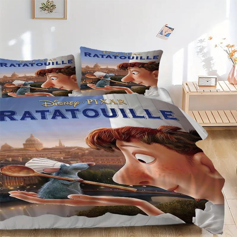 3-teiliges Ratatouille Filmplakat Design Steppdecken-Set Weich und Bequem Schlafzimmer-, Gästezimmer- und Wohnheim-Dekoration Bettwäsche-Set D063
