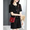 Casual Shorts Set Women Summer Small Black Short Sleeved Shirt Sets Summer