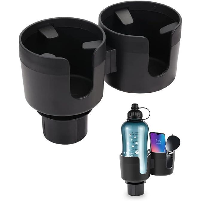 JINKEY Dual Cup Holder Expander For Car, 2 In 1 Multifunctional Large Car Cup Holder Expander Adapter With Expanded 2.69"- 3.94" Adjustable Base For