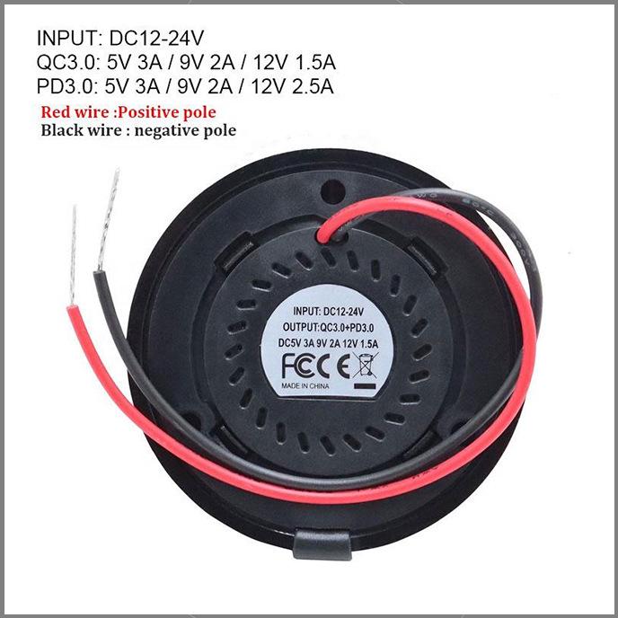 Dual USB QC 3.0 & PD USB-C Panel Mount Car Charger 12V