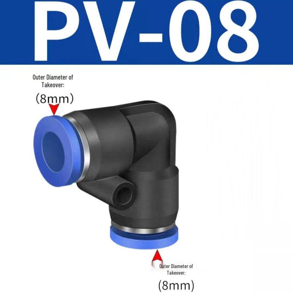 Pneumatic Quick Connect Right Angle 90° Elbow Hose Coupling PV-4/6/8/10/12/14/16