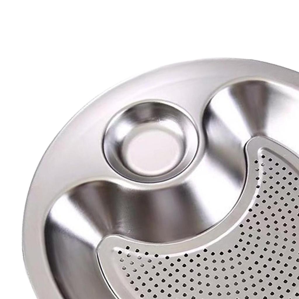 Dumpling Plate Stainless Steel Divided Platter Dinner Tray Sushi with Built in