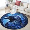 Blue Raven Round Area Rug,Carpet Rug for Living Room Bedroom Sofa Playroom Decor,Non-slip Floor Mat