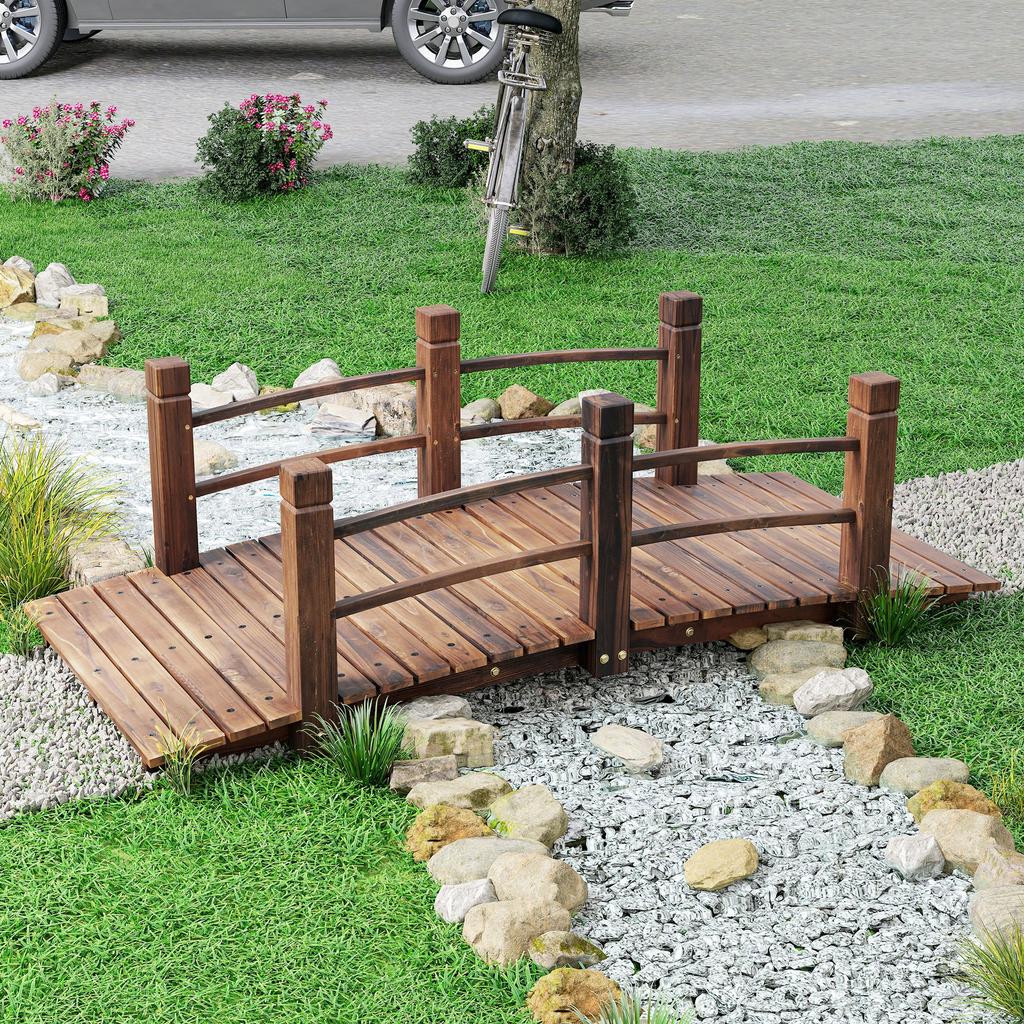 Garden Bridge - Pond Bridge - Wooden Footbridge - Garden Decoration 152.5L X 67W X 48H Cm - Wood of
