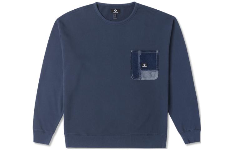 Converse Sweatshirts Men s Dark Blue Crew Neck Moderate Regular 10025519-A02 2XL