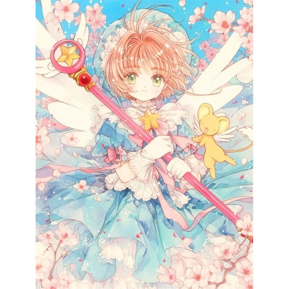 Sakura Card Captor Mosaik 5D DIY Handgefertigte Stickerei Kreuzstich Diamant Malerei Kits Runde_Quadratische Steine Rom Dekor