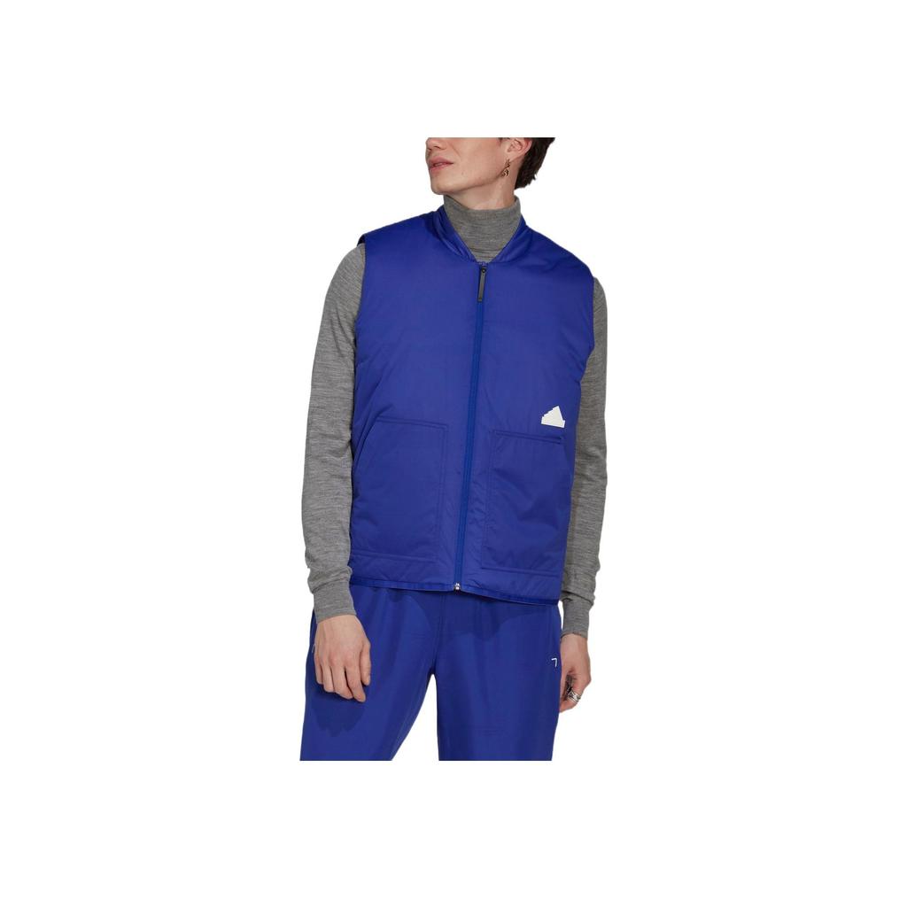 adidas New Puff Vest With Solid Color Logo Zipper Men Outerwear Blue HN1931