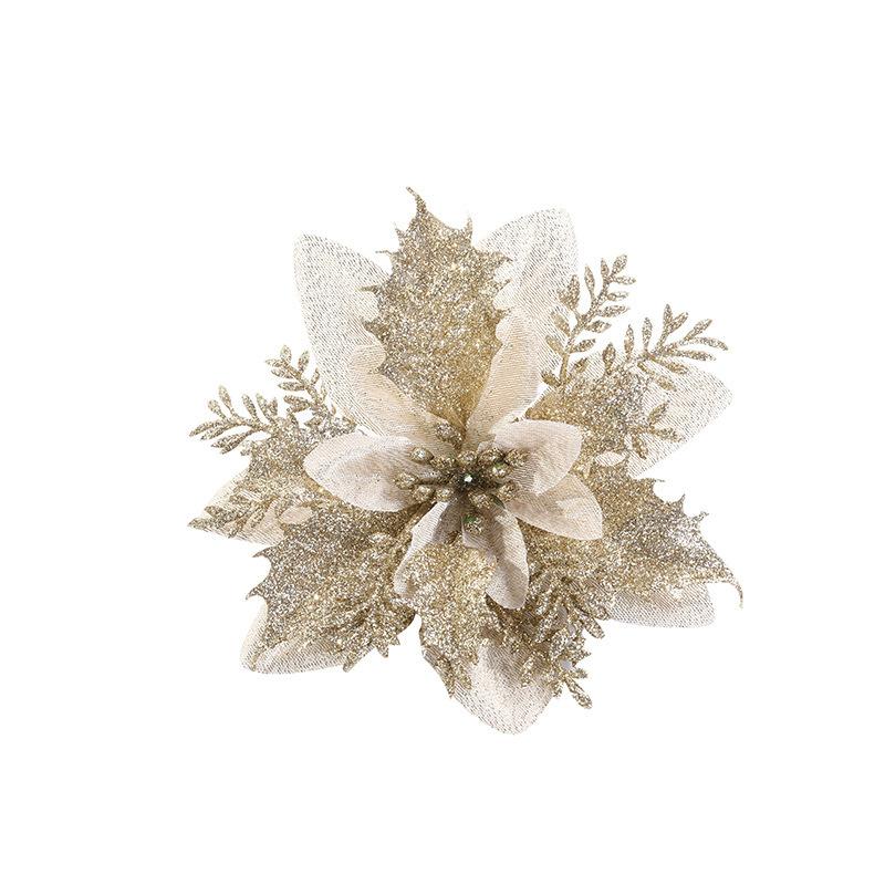 

20pcs Christmas Gold Powder Flower Vine Wreaths Decorations Door Window Garland Ornaments Christmas Tree Pendant Decoration 2025